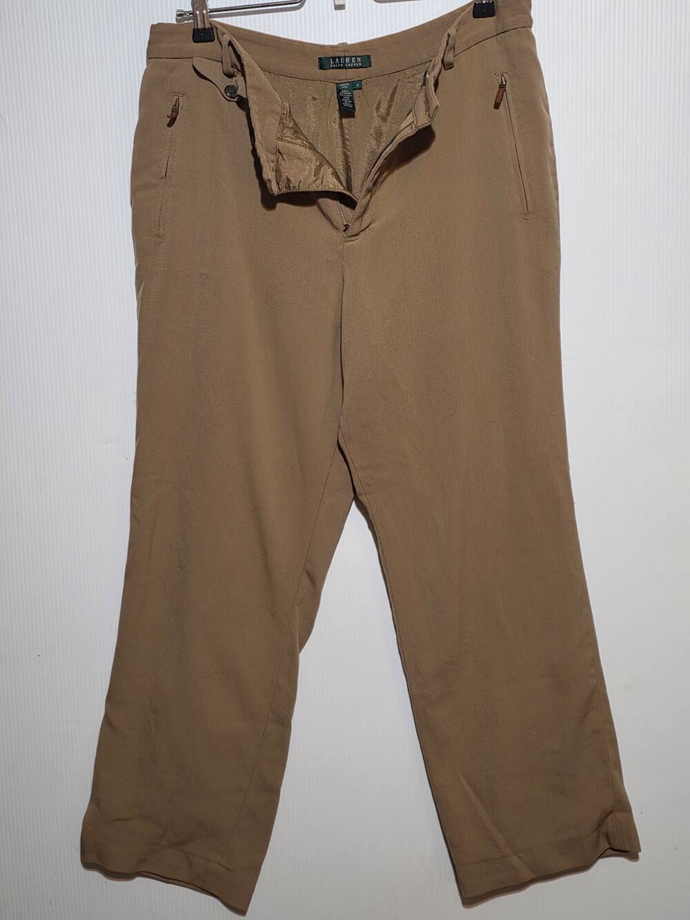Lauren Ralph Lauren Size 12 Tan Lined Wool Pants Career Tailored Style